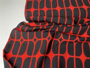 Fastvævet viscose - skønt mønster i sort og rød